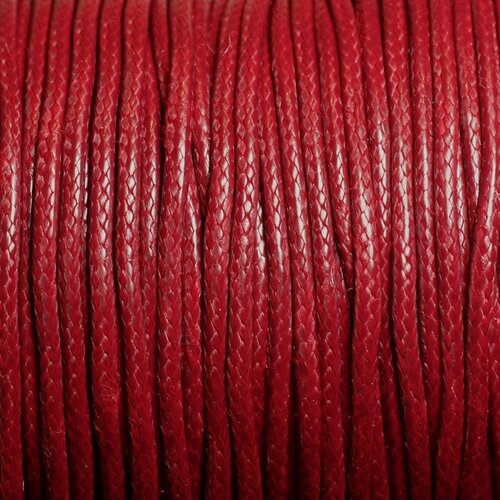 Bobine 90 mètres - fil cordon coton ciré 1.5mm rouge bordeaux