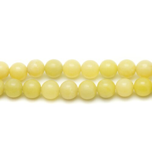Fil 39cm 46pc env - perles de pierre - jade jaune citron boules 8mm