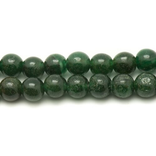 Fil 39cm 65pc env - perles pierre - jade naturel boules 6mm vert foncé sapin