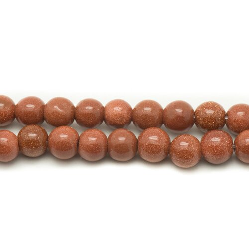 Fil 39cm 36pc env - perles de pierre - pierre de soleil synthèse orange marron boules 10mm