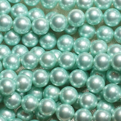 1 fil 39cm - perles de nacre boules 8mm vert menthe
