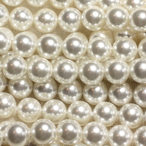 Fil 39cm 48pc env - perles de nacre boules 8mm blanc