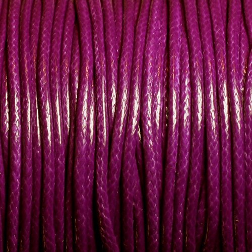 Bobine 80 metres environ - fil corde cordon coton ciré enduit 2mm violet rose magenta