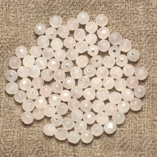 Fil 39cm93pc env - perles de pierre - quartz rose boules facettées 4mm
