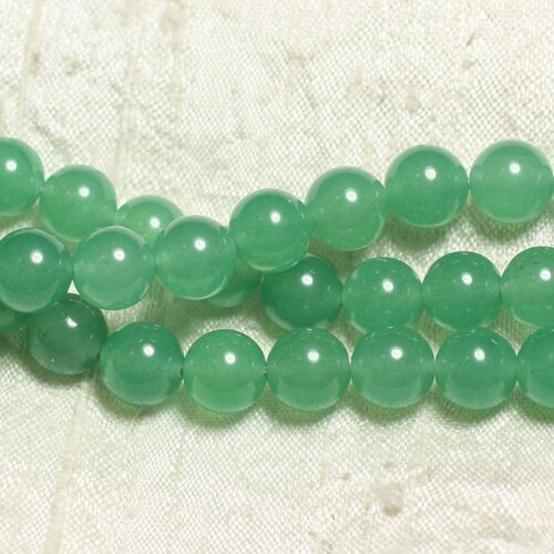 Fil 39cm 39pc env - perles de pierre - jade boules 10mm vert