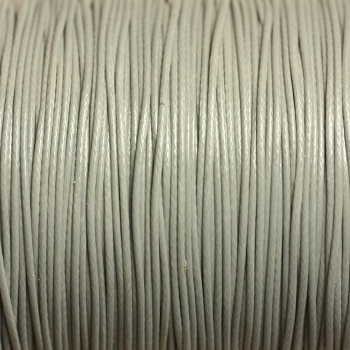 Bobine 180 metres env - fil corde cordon coton ciré 0.8mm gris clair perle pastel