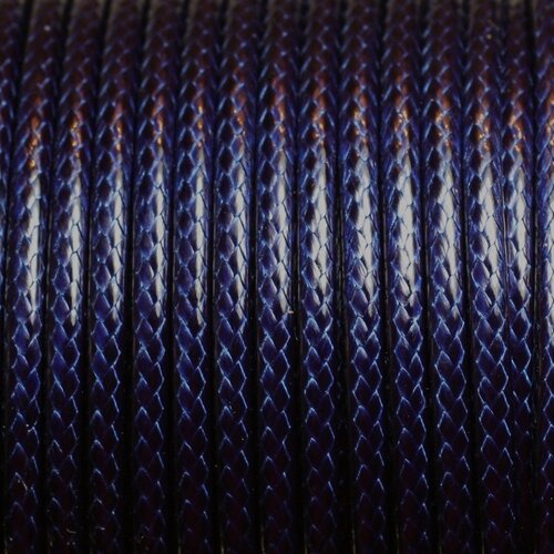 Bobine 38 metres env - fil corde cordon coton ciré 3mm bleu marine nuit