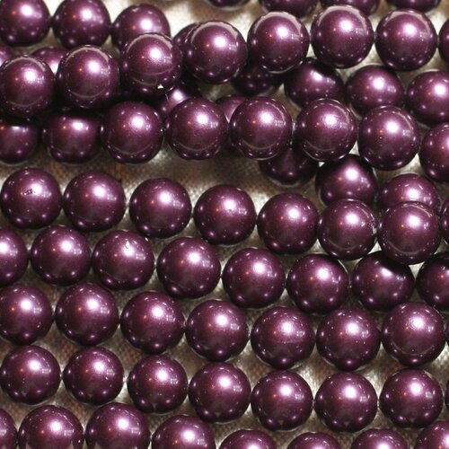 1 fil 39cm - perles de nacre boules 8mm violet aubergine