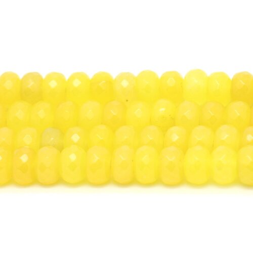 Fil 39cm 75pc env - perles pierre - jade rondelles facettées 8x5mm jaune citron