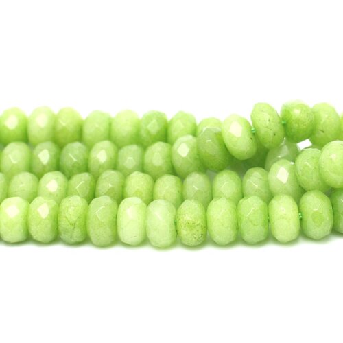 Fil 39cm 75pc env - perles pierre - jade rondelles facettées 8x5mm vert clair anis