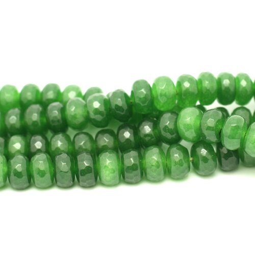 Fil 39cm 75pc env - perles pierre - jade rondelles facettées 8x5mm vert olive empire