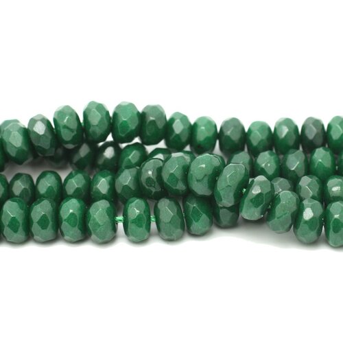Fil 39cm 75pc env - perles pierre - jade rondelles facettées 8x5mm vert sapin empire