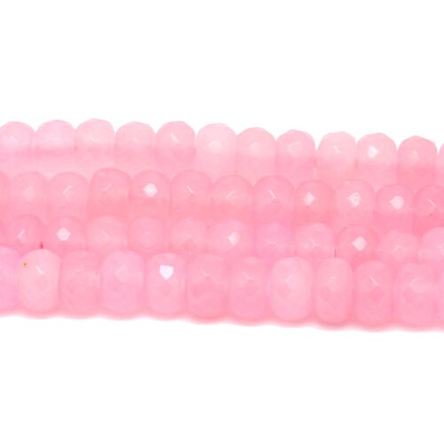 Fil 39cm 75pc env - perles pierre - jade rondelles facettées 8x5mm rose clair bonbon