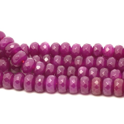Fil 39cm 75pc env - perles pierre - jade rondelles facettées 8x5mm violet rose fuchsia framboise