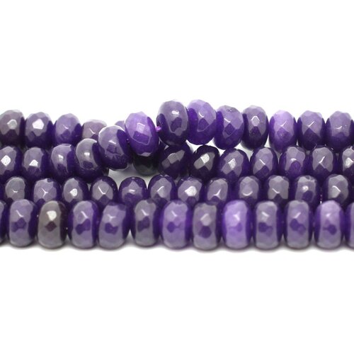 Fil 39cm 75pc env - perles pierre - jade rondelles facettées 8x5mm violet byzantin eveque