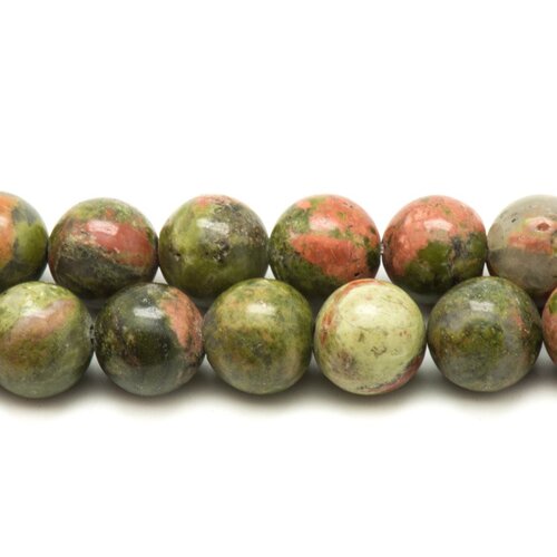 Fil 39cm 46pc env - perles de pierre - unakite boules 8mm