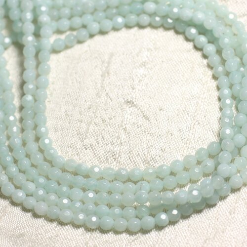 Fil 39cm 90pc env - perles de pierre - amazonite boules facettées 4mm