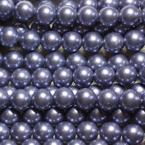 1 fil 39cm - perles de nacre boules 8mm bleu gris horizon