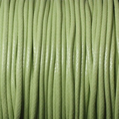 Bobine 90 mètres env - fil corde cordon coton ciré 1mm vert clair anis pastel