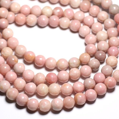 Fil 39cm 40pc env - perles de pierre - opale rose boules 10mm