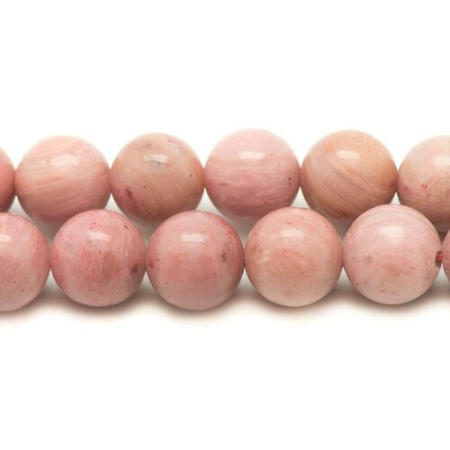 Fil 39cm 59pc env - perles pierre - rhodonite boules 6mm rose