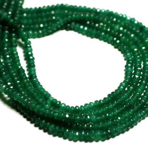 Fil 34cm 115pc env - perles de pierre - jade rondelles facettées 4x2mm vert sapin