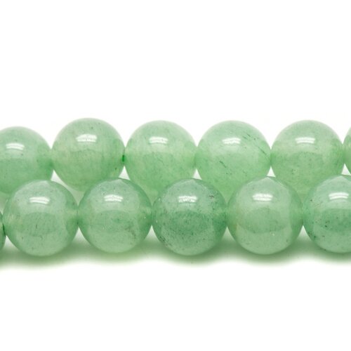 Fil 39cm 46pc env - perles de pierre - aventurine verte boules 8mm