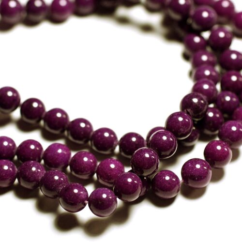 Fil 39cm 49pc env - perles de pierre - jade boules 8mm violet prune