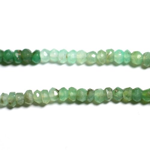 Fil 33cm 140pc env - perles pierre - chrysoprase rondelles facettées 2-4mm blanc vert menthe turquoise