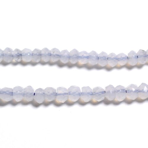 10pc - perles pierre - calcédoine rondelles facettées 2-3mm blanc bleu ciel clair pastel - 4558550090300
