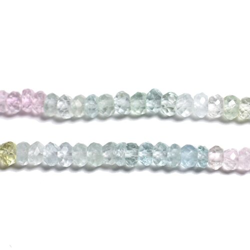 10pc - perles pierre - aigue marine kunzite béryl rondelles facettées 2-4mm bleu vert rose clair pastel - 4558550090430