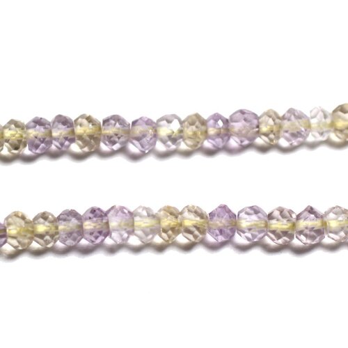 Fil 33cm 155pc env - perles pierre - amétrine rondelles facettées 2-3mm violet lavande parme mauve jaune