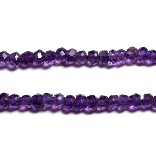 Fil 32cm 115pc env - perles pierre - améthyste rondelles facettées 2-3mm violet