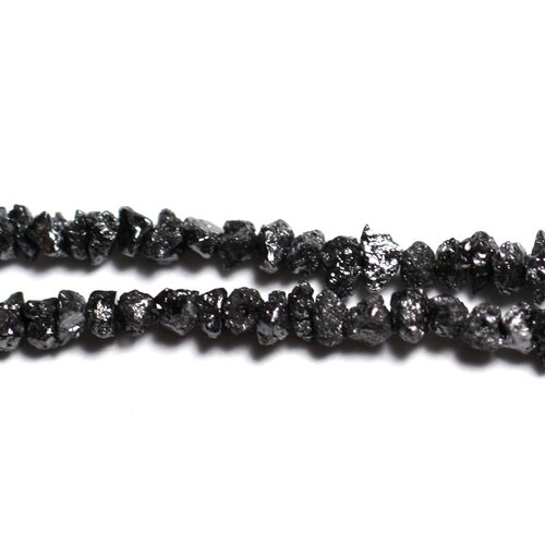 10pc - perles pierre précieuse - diamant brut noir 1-3mm - 4558550090614