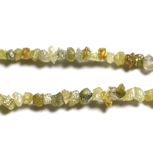 Fil 41cm 305pc env - perles pierre précieuse - diamant brut jaune vert 1-3mm