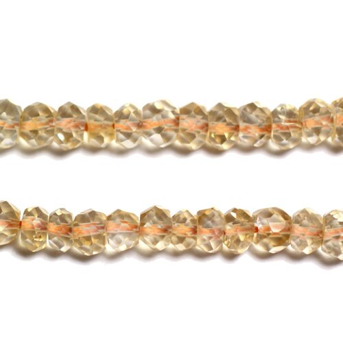 Fil 33cm 140pc env - perles pierre - citrine rondelles facettées 2-4mm jaune clair pastel transparent