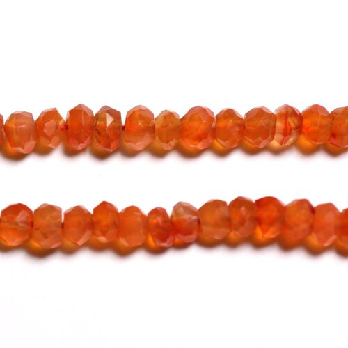 Fil 33cm 105pc env - perles pierre - cornaline rondelles facettées 3-5mm orange