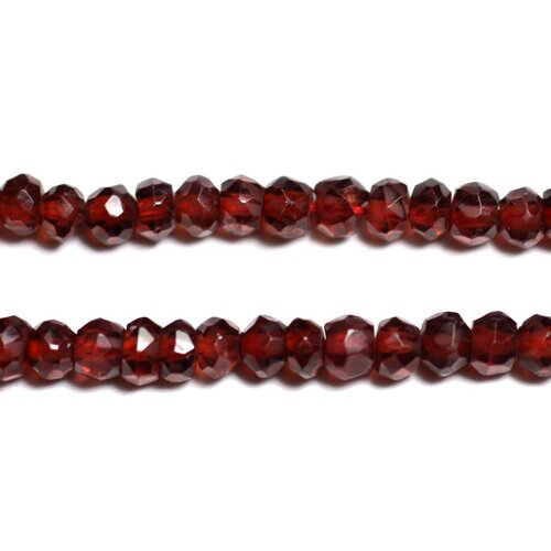 10pc - perles pierre - grenat mozambie rondelles facettées 3-4mm rouge bordeaux marron - 4558550090348