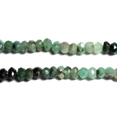Fil 32cm 120pc env - perles pierre - emeraude rondelles facettées 3-5mm blanc vert kaki sapin