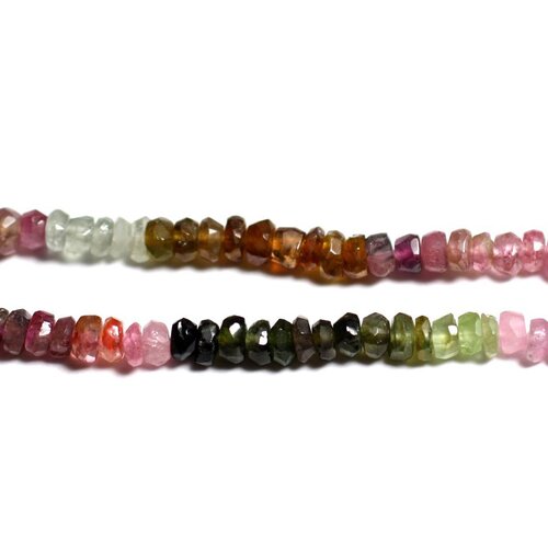 10pc - perles pierre - tourmaline multicolore rondelles facettées 3-5mm noir jaune orange marron rose vert - 4558550090584