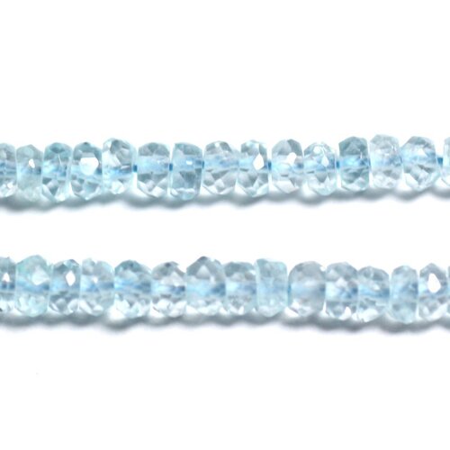 10pc - perles pierre topaze sky rondelles facettées 3-4mm bleu ciel clair turquoise
