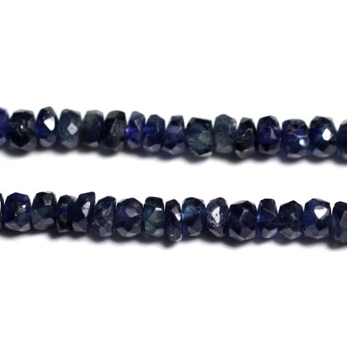 10pc - perles pierre - saphir rondelles facettées 2-4mm bleu nuit noir - 4558550090508