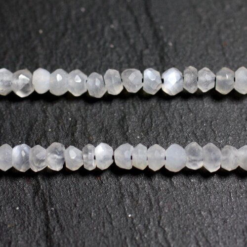 10pc - perles pierre de lune orientale rondelles facettées 3-4mm blanc gris irisé - 4558550090317