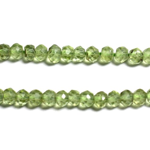 Fil 33cm 135pc env - perles pierre - péridot rondelles facettées 2-4mm vert clair anis transparent