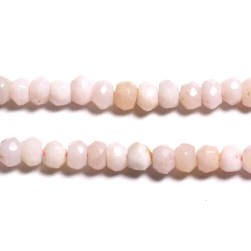 10pc - perles pierre - opale rose rondelles facettées 3-4mm rose clair poudre pastel - 4558550090294