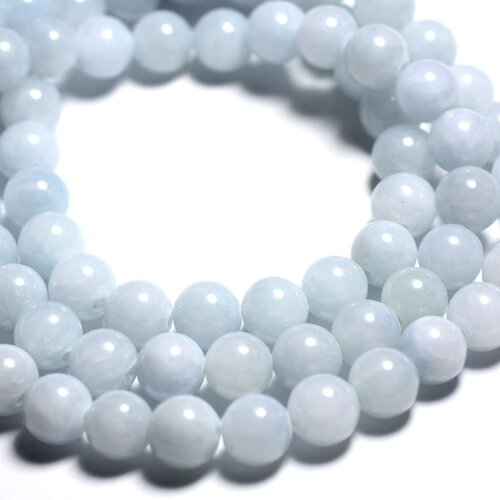 Fil 39cm 39pc env - perles de pierre - jade boules 10mm bleu clair pastel