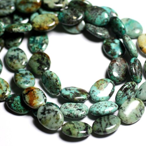 Fil 39cm 25pc env - perles de pierre - turquoise afrique ovales 16x12mm
