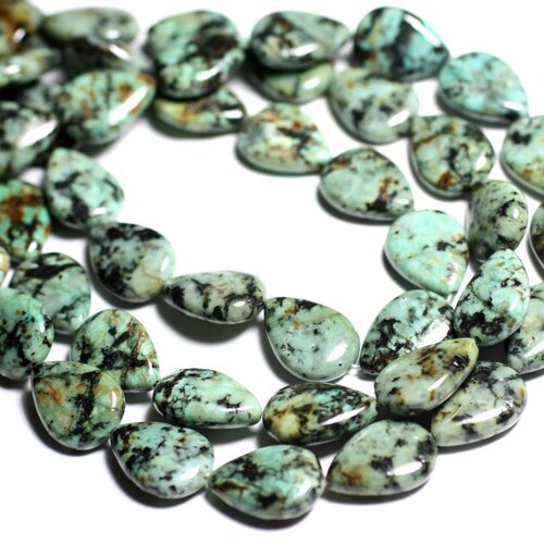 Fil 39cm 29pc env - perles de pierre - turquoise afrique gouttes 14x10mm