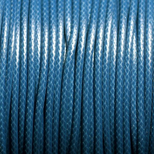 Bobine 90 mètres - fil cordon coton ciré enduit 2mm bleu paon canard pétrole