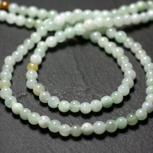 Fil 39cm 100pc env - perles de pierre - jade naturel birmanie boules 4mm